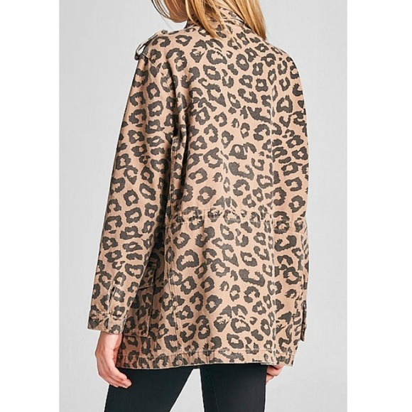 NEW Ellison Leopard Print Zip Up Utility Jacket Adjustable Drawstring Size S - Picture 3 of 12